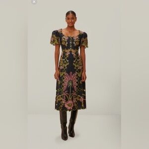 NWOT Farm Rio RAVENELA CUT OUT FLORAL MIDI DRESS Size M